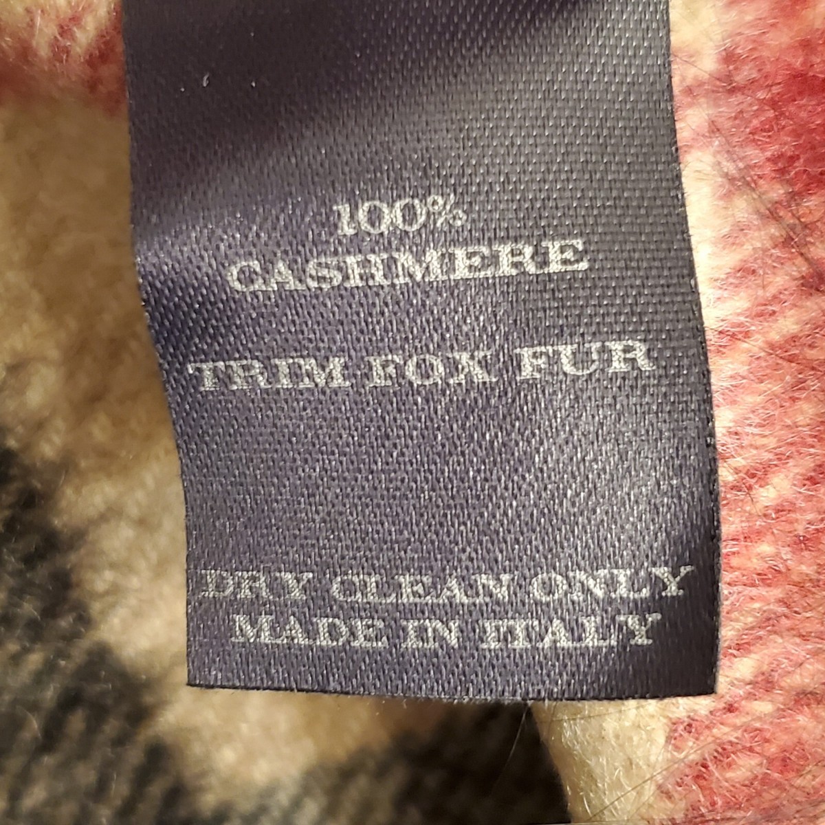 Burberry 100% Cashmere Scarf With Real Fox Fur Pom Poms 11x43