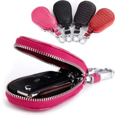 Universal Leather Car Remote Key Fob Chain Zipper Wallet Holder Bags Case Cover