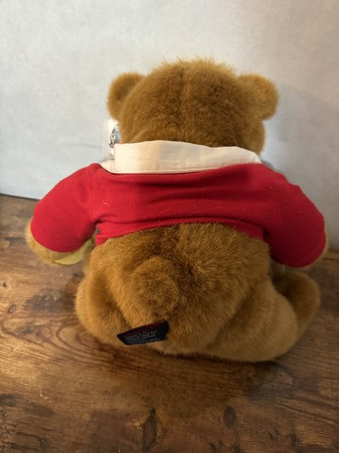 Vintage 1995 Lands End Gund Rugby Teddy Bear Brown Plush - W Red White Polo 12” - Picture 7 of 9