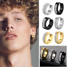 Orecchini a cerchio in acciaio chirurgico con cristallo cerchio tondo huggie orecchini uomo donna
