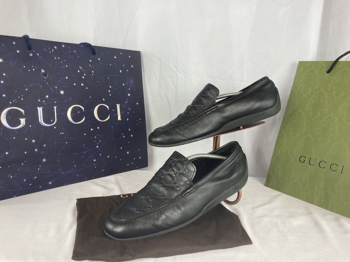 Gucci Loafers GG Embossed Black Leather 11M | eBay