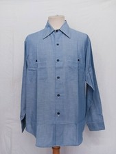 Vtg 70s Sears Roebucks Chambray Selvedge Work Shirt Sky Blue Men's L/S Size XL