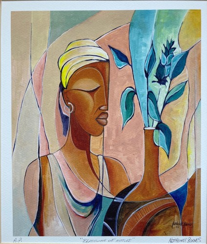 Nathaniel Barnes "Blessing of Nature" HS & # Giclee on Paper FRAMED Black Art - Picture 2 of 3
