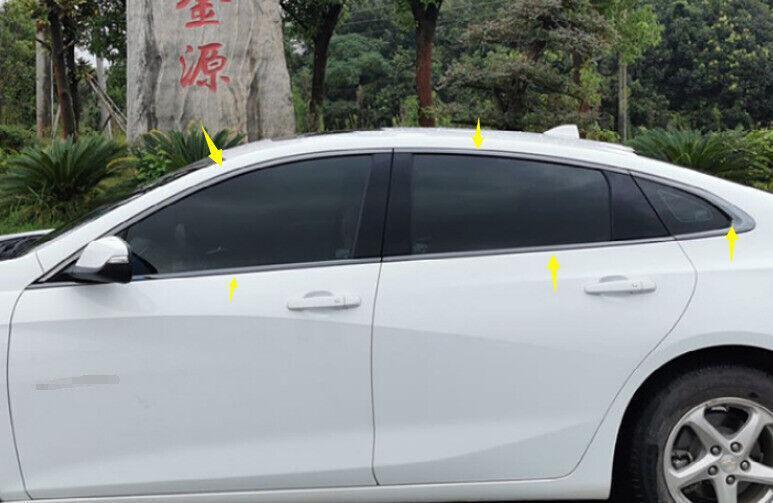 Chrome Window Pillar Trims For 2016-2023 Chevy Malibu - 6pc Stainless Steel Set (F2CMSSCWPPT)