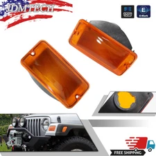Amber Front Turn Signal Parking Lights Housings For Jeep 1997-2006 Wrangler TJ