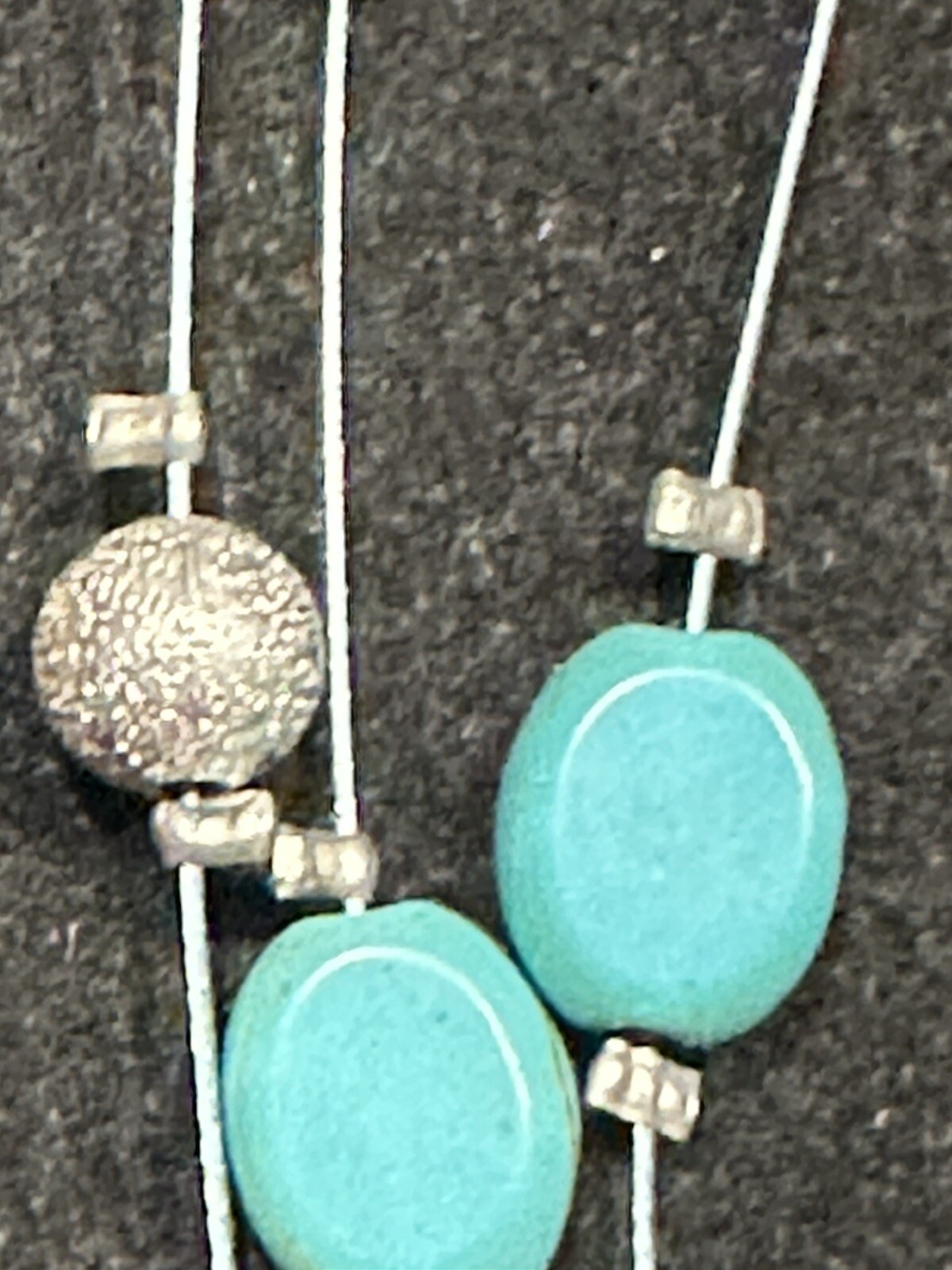 Silvertone Turquoise Blue Silver - Multi Strand W… - image 4