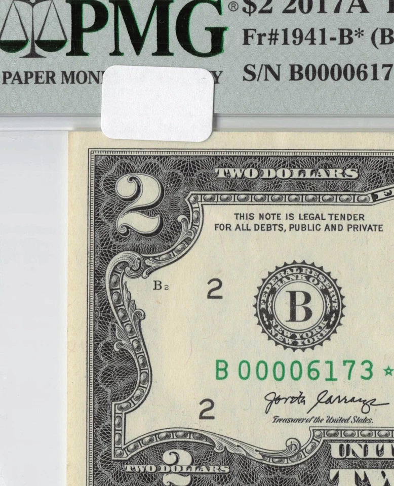 Low 2017A Sheet Star Note $2 Two$ Bill PMG B00006173* Postcode 6173 Secret Harbo - Image 3 of 4