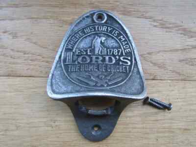 KRICKETVENTILATOR Flaschenöffner Gusseisen LORDS Home of Cricket Rustikal Vintage Wand Mo