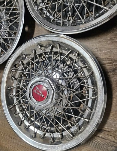 1980 1981 PONTIAC BONNEVILLE FIREBIRD 15" Wire Wheel Hubcaps Set of 4 OEM GM - Picture 6 of 14