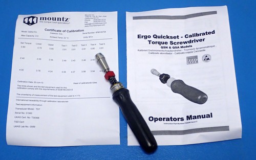 NEW MOUNTZ QSA4 FH ERGO QUICKSET TORQUE SCREWDRIVER w/ ORIGINAL CALIBRATION CERT - 第 1/8 張圖片