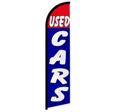 Used Cars Windless Advertising Swooper Flag Dealership Flag Blue/Red