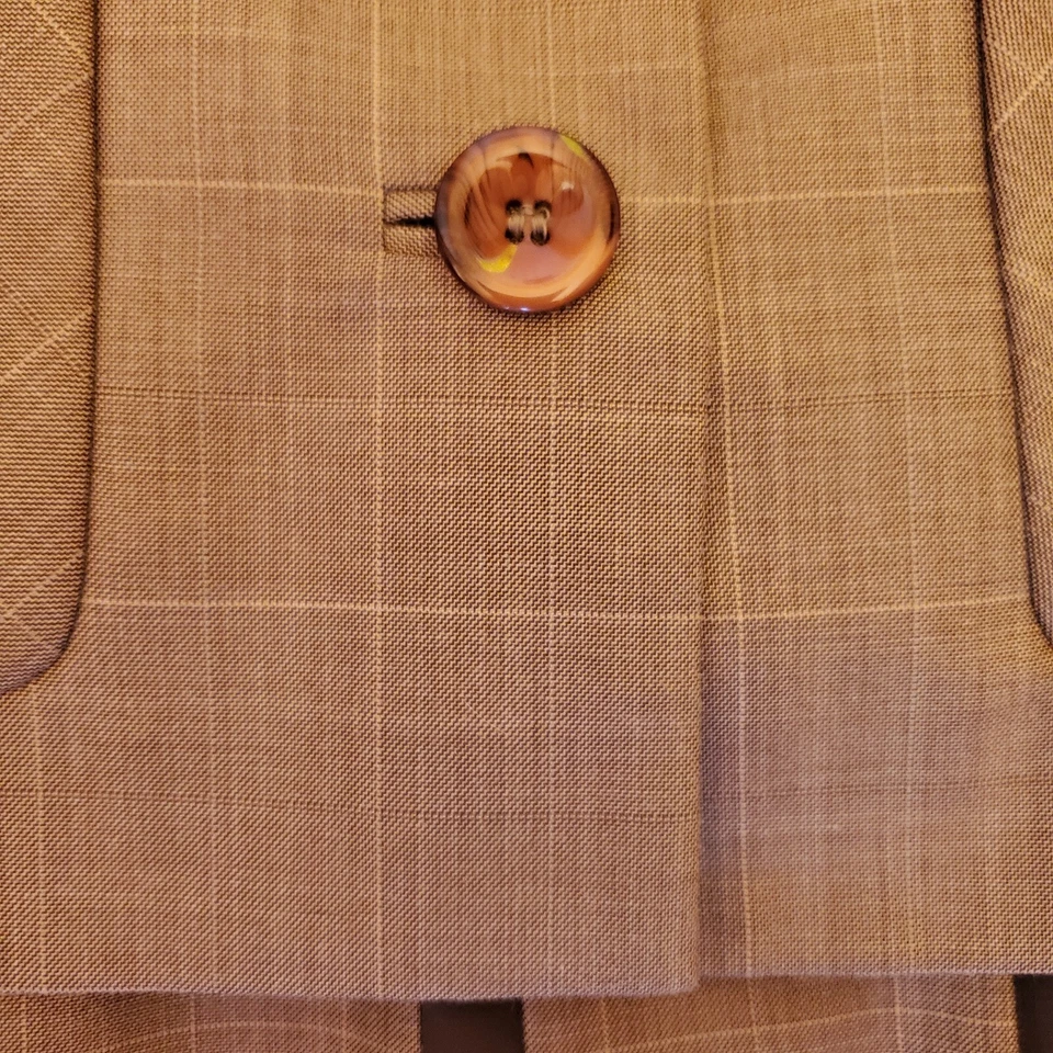 Y2K Amanda Smith Falda Traje Marrón Chaqueta Columpio Pequeña 10P Carrera Academia  Foto 3 de 4