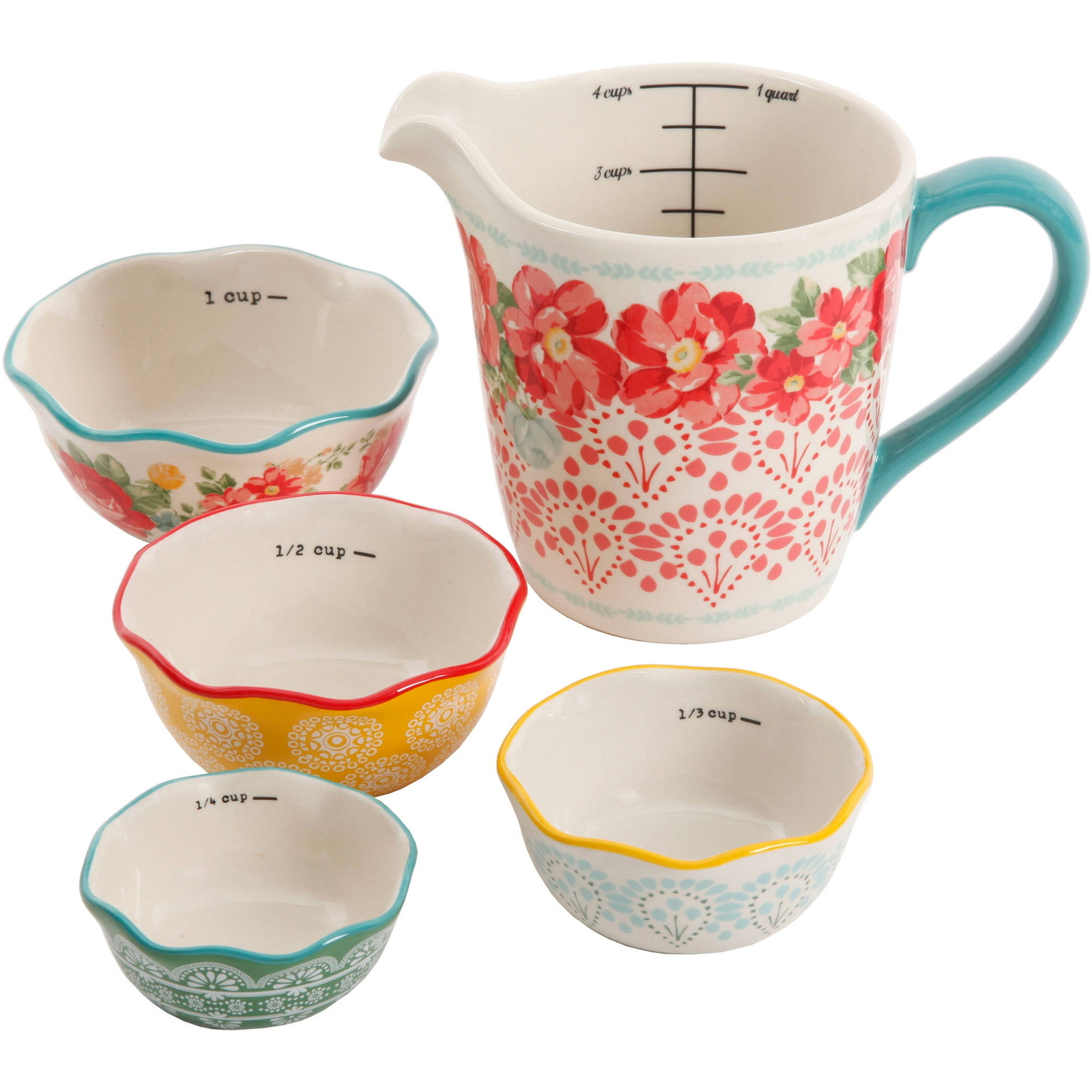 The Pioneer Woman 5-Piece Prep Set – Stylish Measuring Bowls & Cups for Effortless Cooking and Baking