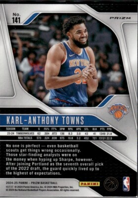 ☆期間限定セール☆Panini Prizm Karl-Anthony Towns 2024-25 Panini Prizm - Karl-Anthony Towns #141 Orange Ice