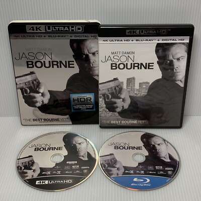 Jason Bourne (Ultra HD 4K + Blu-ray, 2016) w/ Slipcover, Matt Damon Julia Stiles