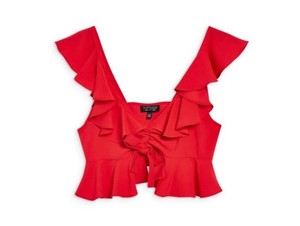 red ruffle crop top