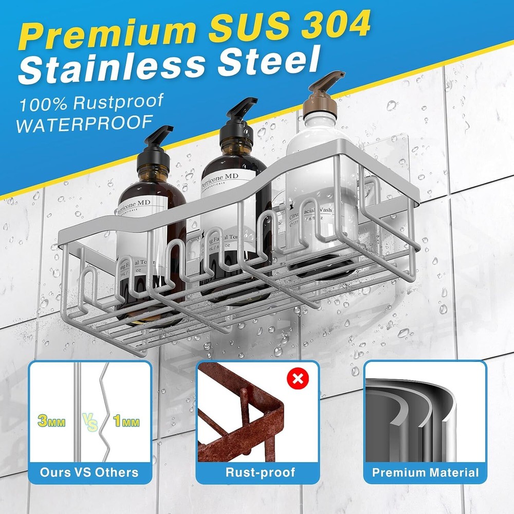 5-Pack Adhesive Shower Caddy Organizer for Bathroom Storage & Decor