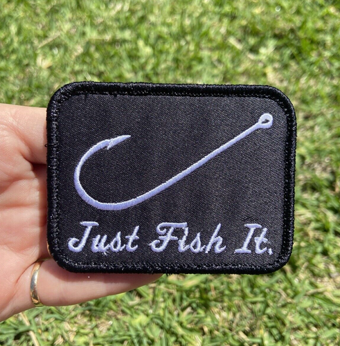 'Just Fish It' Patch - fishing fish hook sea - Hook & Loop - Picture 7 of 8