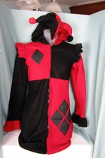 Halloween Costume The Joker Adult Small Chest 36 JesterBlack  Red Fleece Outfit