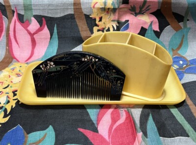 VTG Japanese Kanzashi Kushi Kogai Hairpin Comb W/Celluloid Tray & Organizer