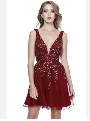jr prom dresses Charming Beaded Ball Dresses Sky Blue V-neck Junior Prom Dress, MP439 main image 1