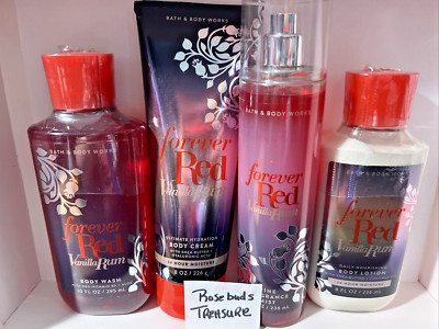 4x Lot Bath & Body Works FOREVER RED VANILLA RUM  Body Wash Lotion Cream + Mist