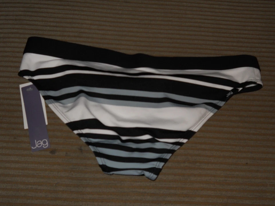 Nuevo traje de baño grande Jag para mujer negro gris blanco a rayas nuevo con etiquetas Foto 3 de 3