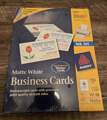 AVERY 27881 Inkjet Business Cards Matte White 150 Cards 2 x 3 1/2 Inch 