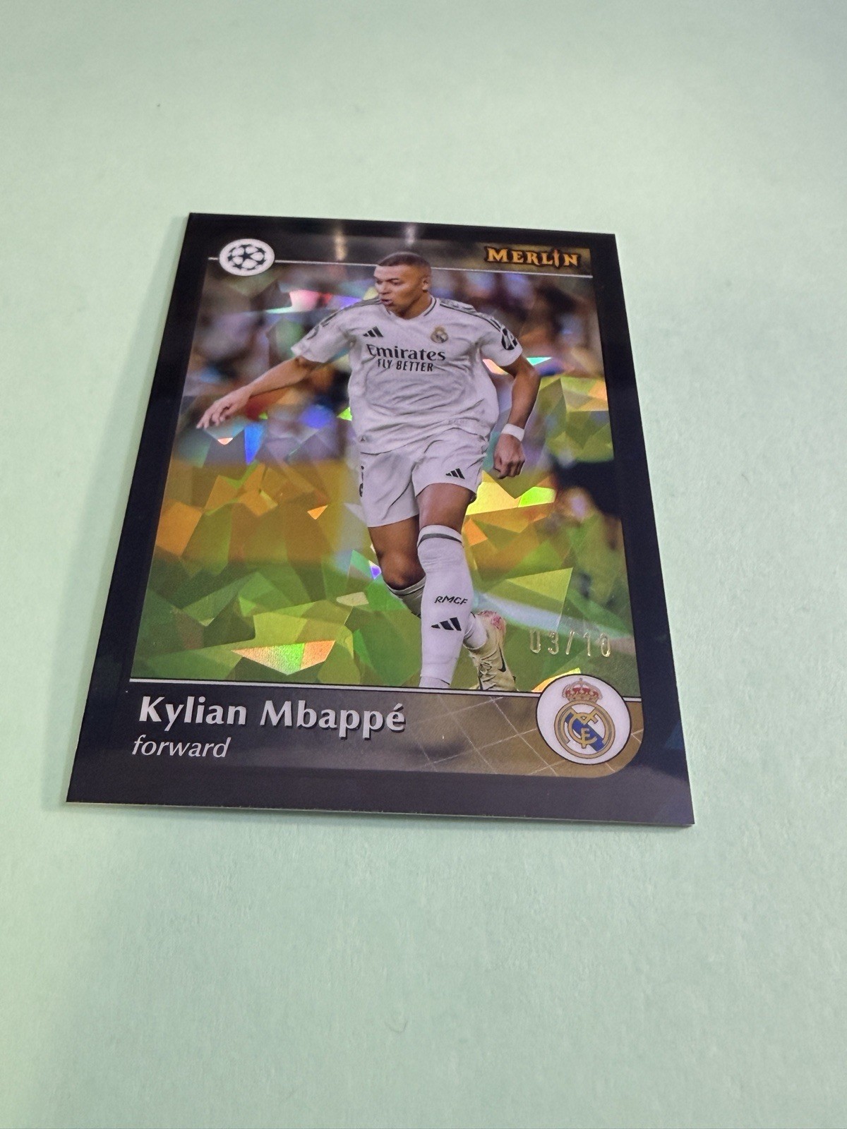 2025 Topps Merlin UEFA #9 Kylian Mbappe Atomic Refractor 3/10 view 5