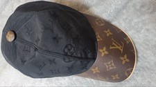 Louis Vuitton Newsboy Cap M76505 Black Brown M Logo Print Adjustable Unisex