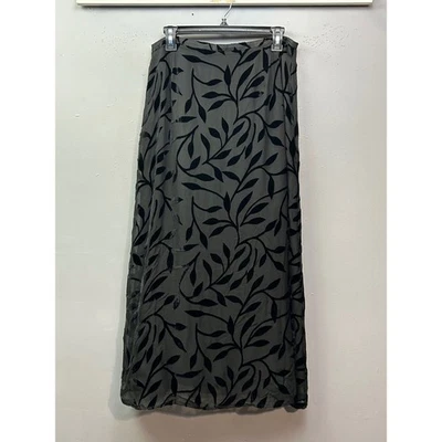 Allison Taylor Skirt Women 10 Gray Black Silk Flock Burnout Velvet Leaf Maxi - Image 1 of 4