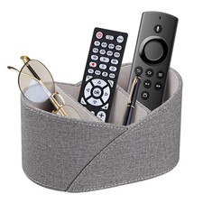 PU Leather Remote Control Holder with 3 Compartments, Modern Design Desk Acce...