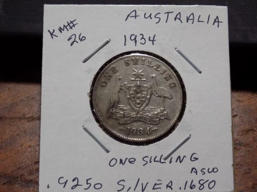 1934 Australia Shilling — photo from the most recent tracked eBay sale