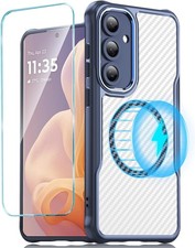 For Galaxy S24 Fe Case: Case for Samsung Galaxy with tempered glass Magnetic car