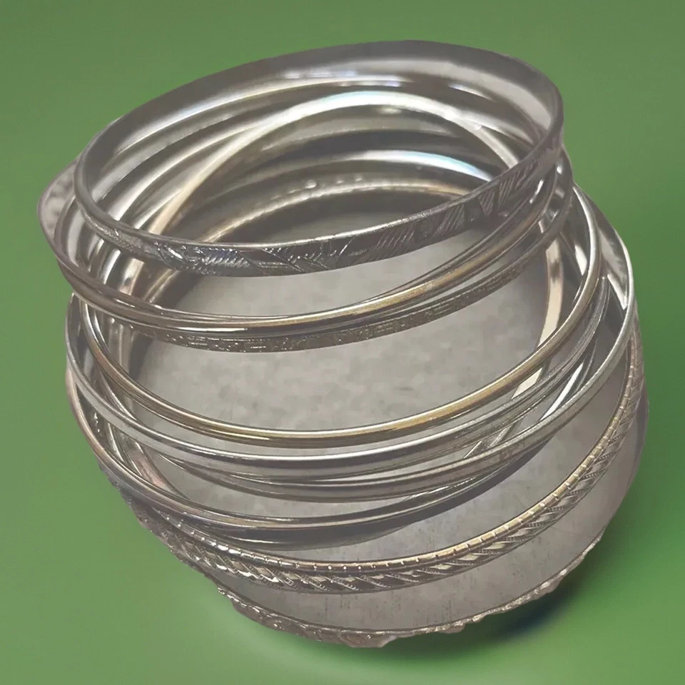 女士手镯手链 12 件装哈莱姆风格多金属蚀刻陶瓷 7.5 英寸复古 — 第 3/4 张图片