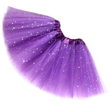 Rysly Girls Sparkle Tutus Princess Ballet Dance Layered One Size, Dark Purple