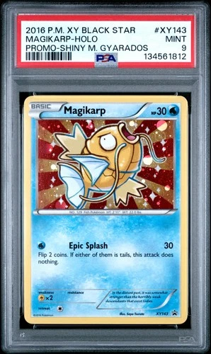 2016 POKEMON XY BLACK STAR PROMO SHINY MEGA GYARADOS #XY143 MAGIKARP-HOLO PSA 9