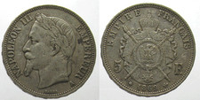 *TRIU* FRANCIA NAPOLEONE III  5 FRANCHI 1869 A IN ARGENTO