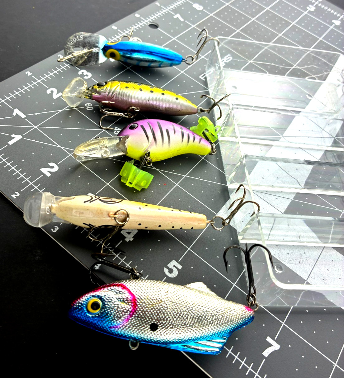 Storm 3'' Blue w tiger stripes Thin Fin Lures & Plano Clear Box + 4 Plugs    KK - Image 6
