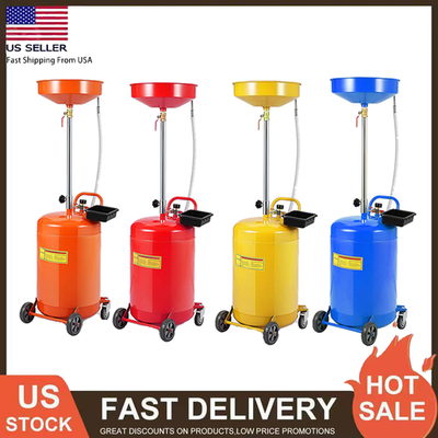 #ad 8 20 Gallon Waste Oil Drain Tank Portable Oil Drain Air Operate Drainer w Wheel $125.30