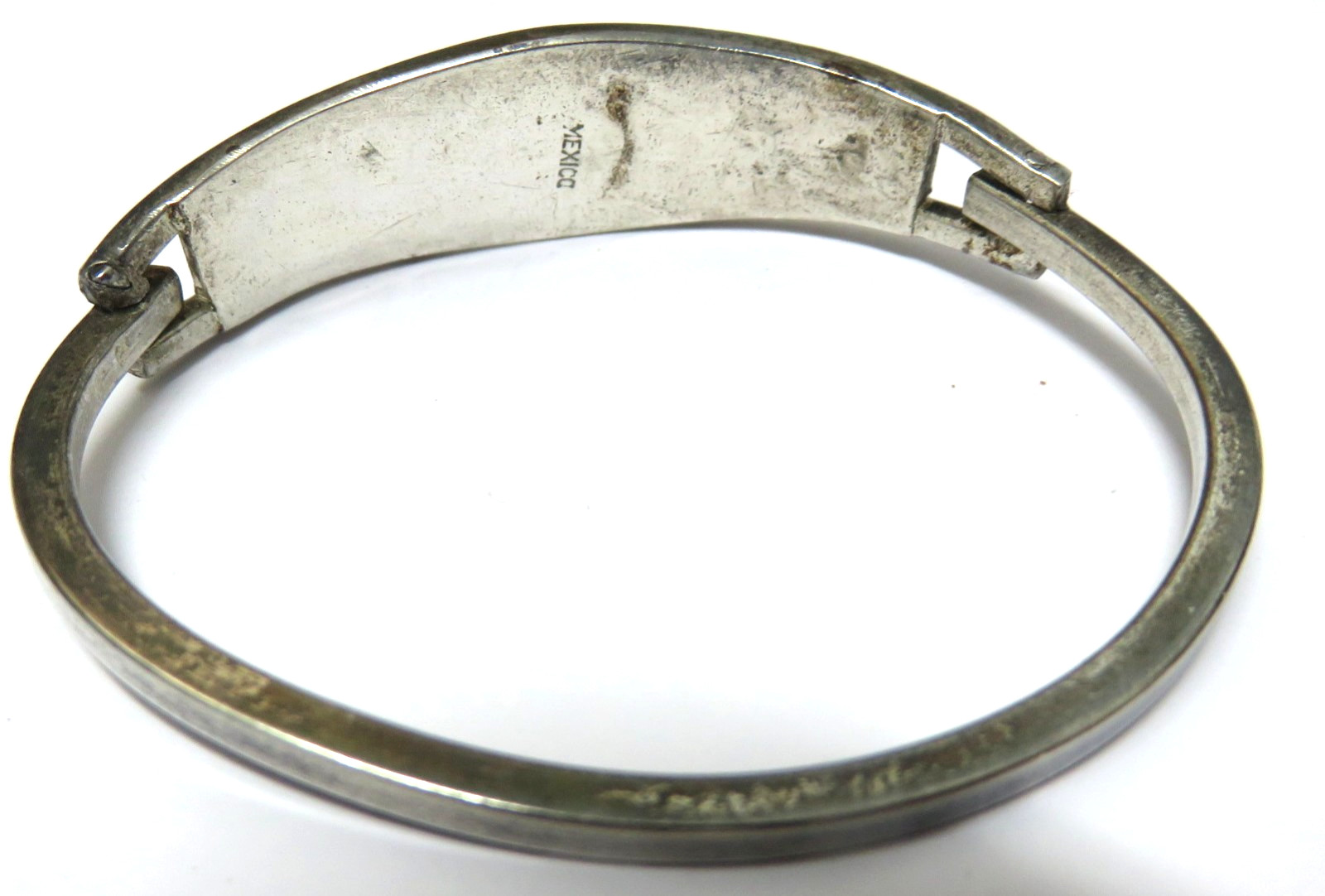 Solid Sterling Silver "Gemstone Inlay" Hinged Bra… - image 3