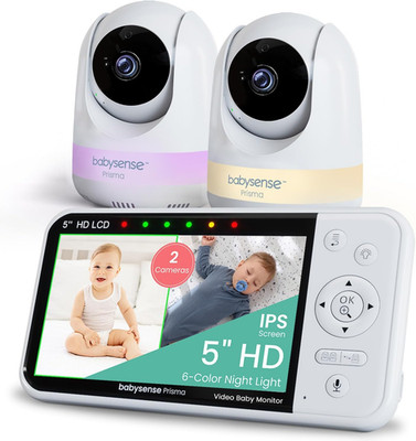 Babysense Babyphone 720P HD 5 Zoll Mit 2 Kameras, Video Babyphone Ohne WLAN, 6-F
