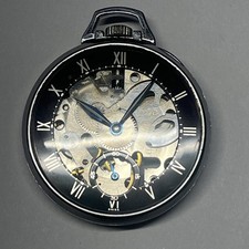 1940 GIRARD-PERREGAUX GOLDEN SHELL GP OIL X-RAY SKELETON POCKET WATCH 7J NR