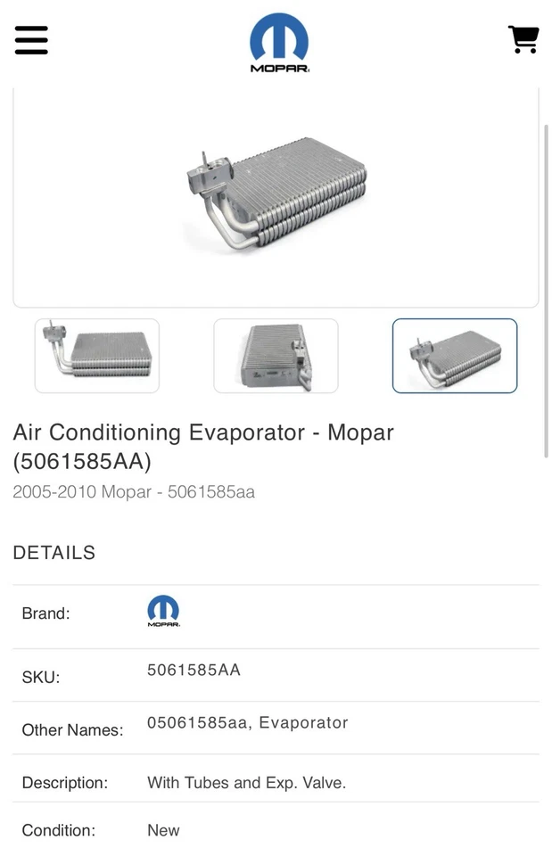 NEW Genuine Mopar 05061585AA A/C Evaporator Jeep Dodge RAM Chrysler - Image 3 of 3