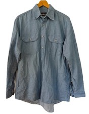 Vintage Bulwark FR Flame Resistant Chambray Button Up Shirt SZ L Workwear