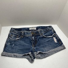 Aeropostale Shorty Jean Shorts Women's Sz 3/4 With 5 Pockets Cuffed Distressed.