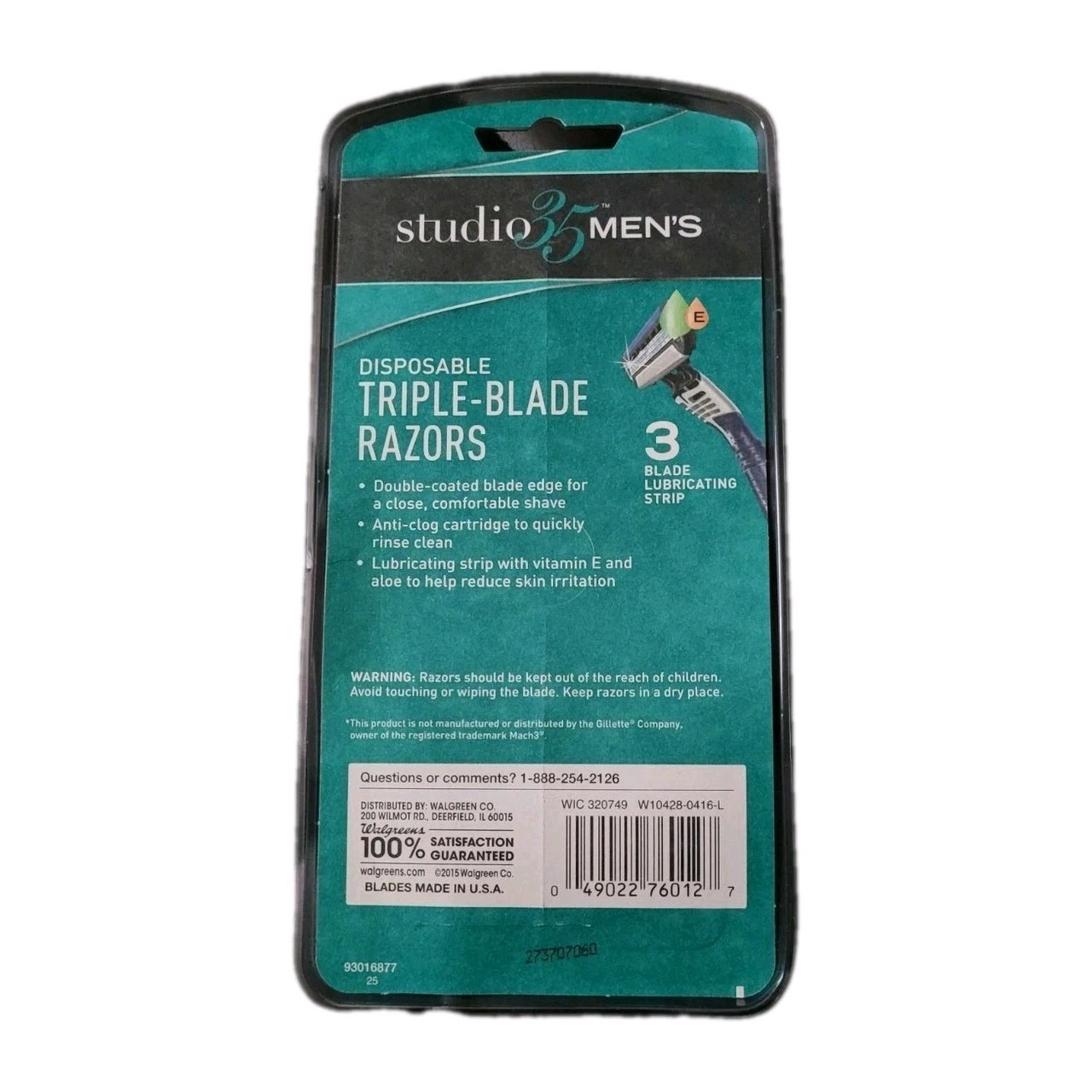 Studio 35 Men's Triple Blade Razors Shaver 3 Ct (Compare to Mach 3)