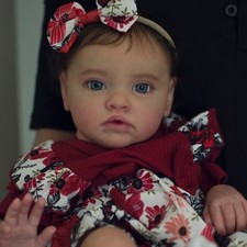 24inch Artist Finished Toddler Girl Reborn Baby Doll Hand-Rooted Hair Xmas Gift