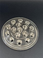 Vintage Clear Glass Flower Frog 5" Diameter With 16 Holes