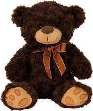 Plüsch Teddybär, 26 cm Höhe, Weiß Braun Dunkelbraun, Kuscheltiere mit Schleife